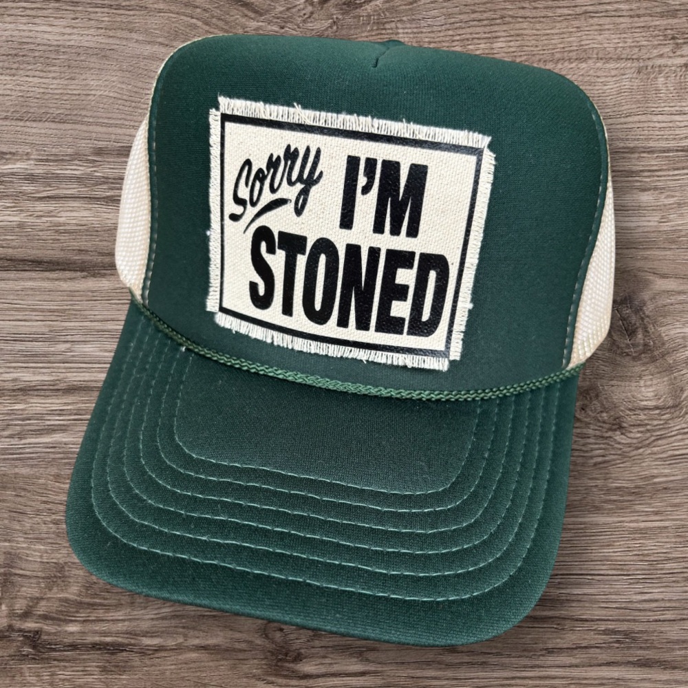 Green Sorry I'm Stoned Trucker Hat